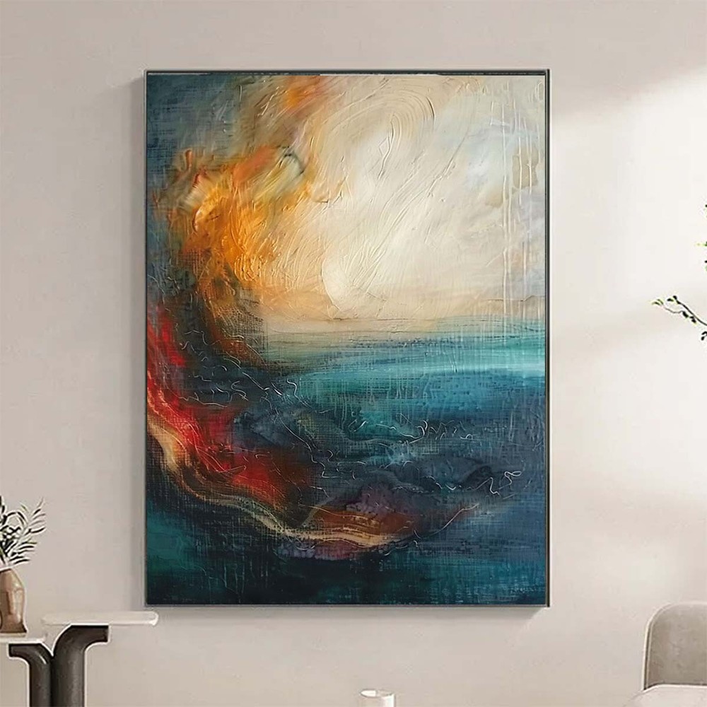 Original orange hand painted Oil Painting Abstract Modern Decoration Room