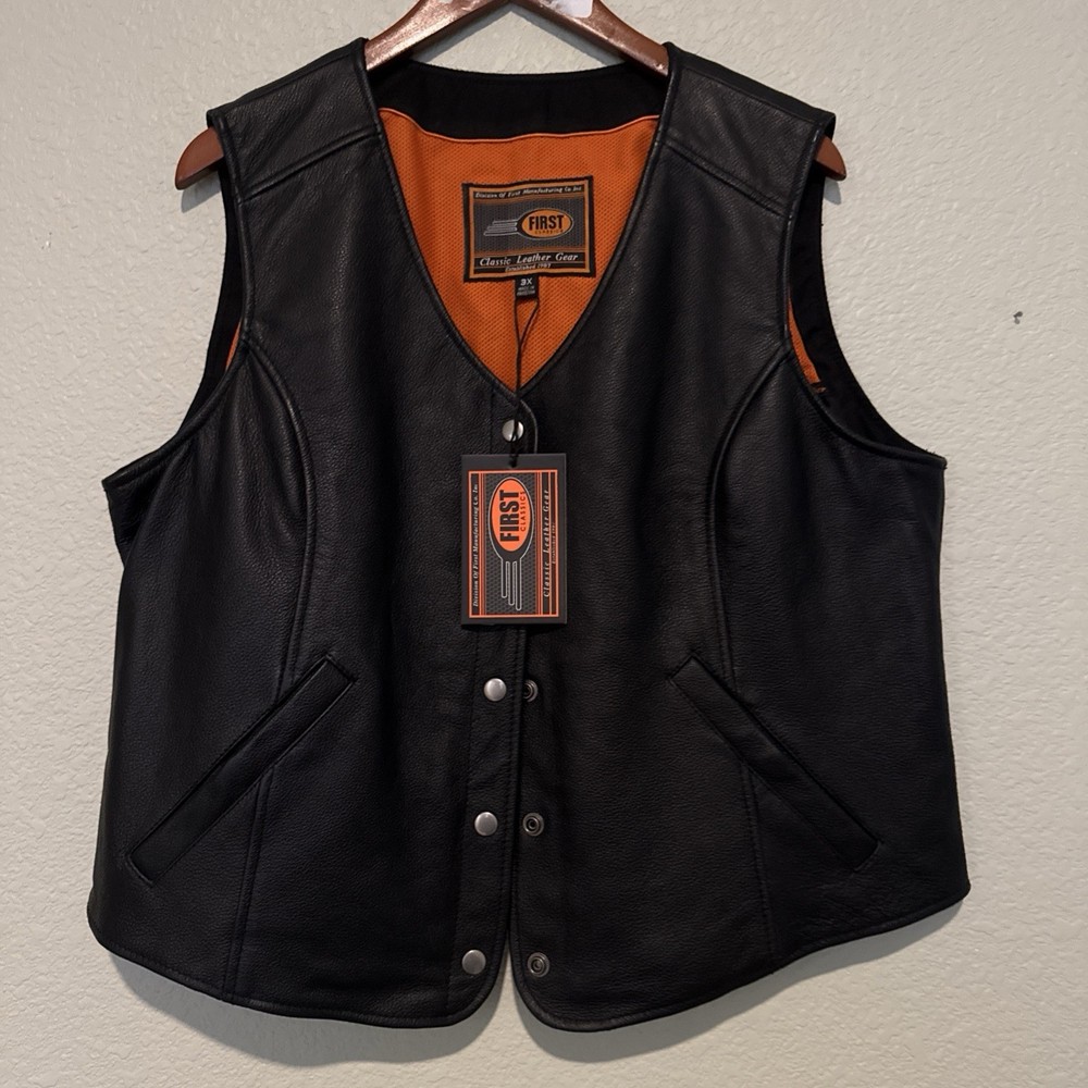 First Classics Women's Leather Motorcycle Vest Size 3x