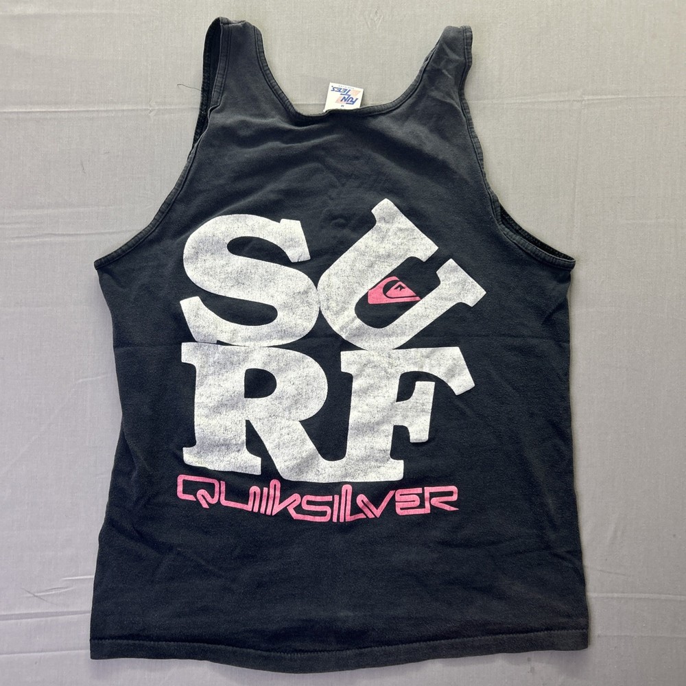 Vintage 80s Quiksilver Surf Tank Top Single Stitch Made in USA Fun-Tees Medium