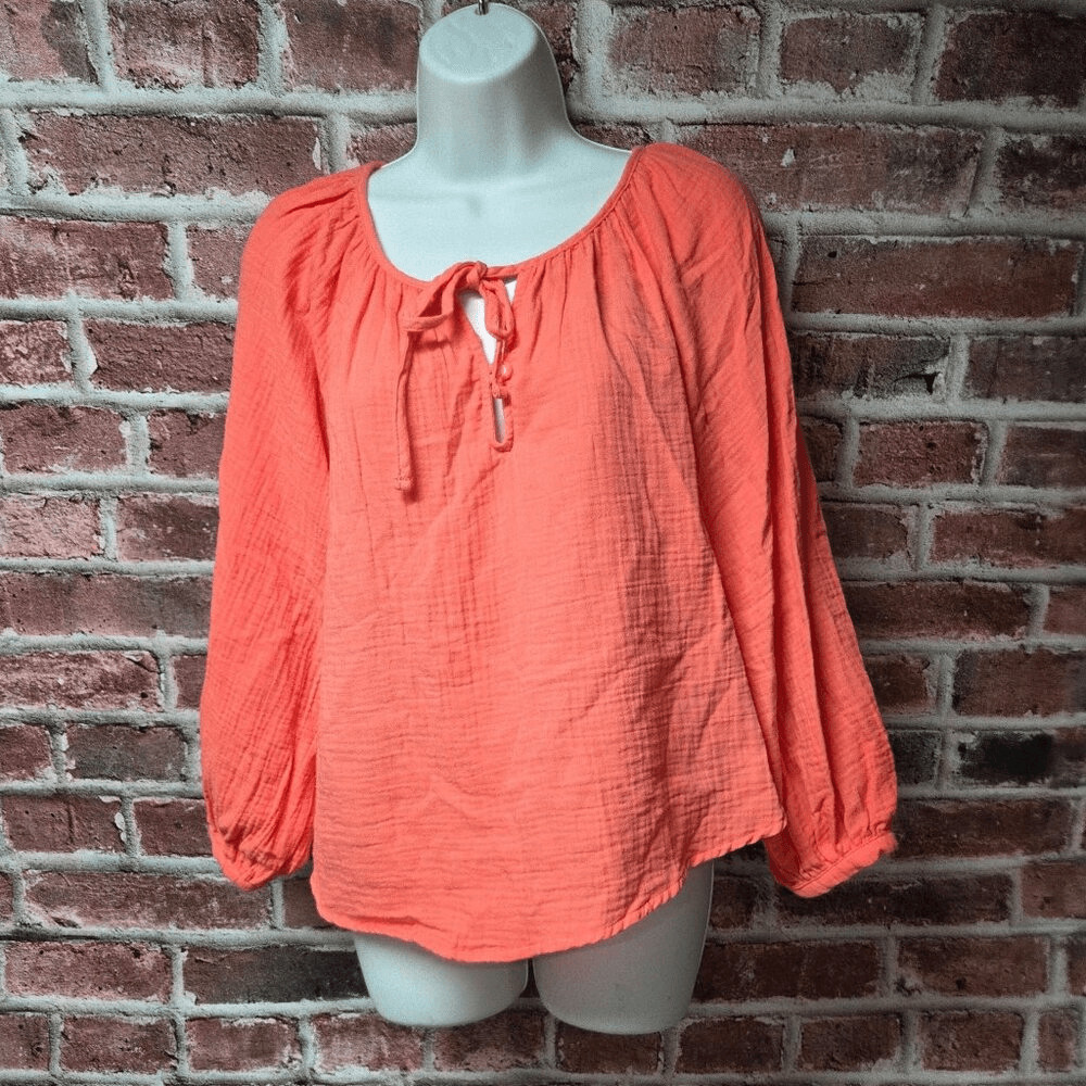Effortless Everyday Style  Universal Thread Gauze Cotton Top (XS Coral)