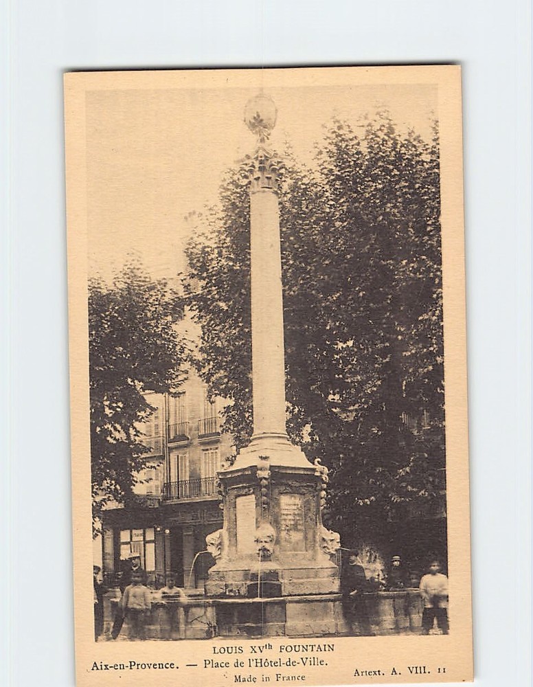 Postcard Louis XV Fountain Place de l'Hôtel-de-Ville Aix-en-Provence France