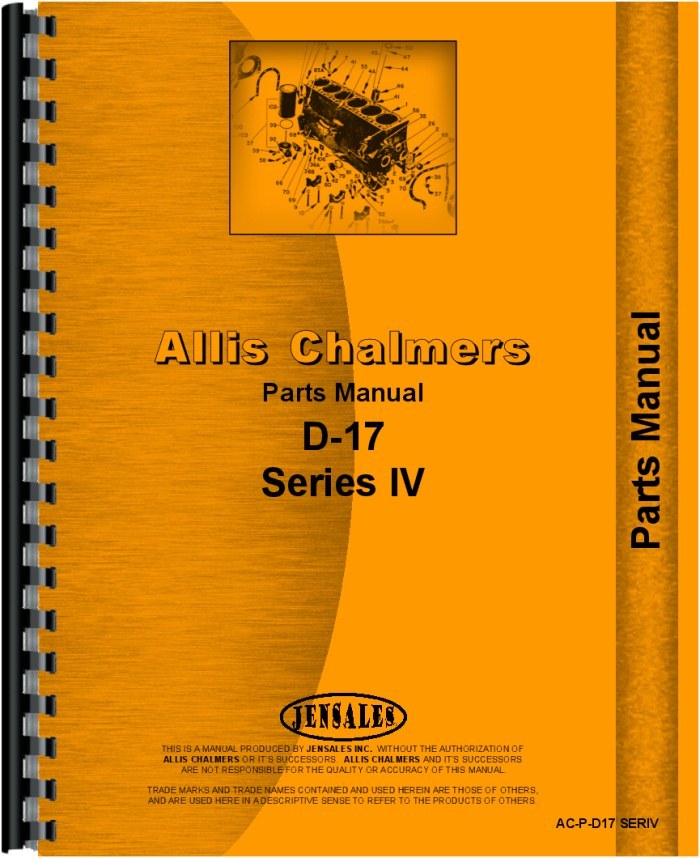 Allis Chalmers D17 Gas LP Diesel Series IV Tractor Parts Manual (AC-P-D17 SERIV)