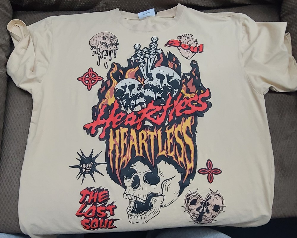 Bleecker & Mercer Mens T-Shirt XL HEARTLESS Graphic Short Sleeve T-shirt 3XL