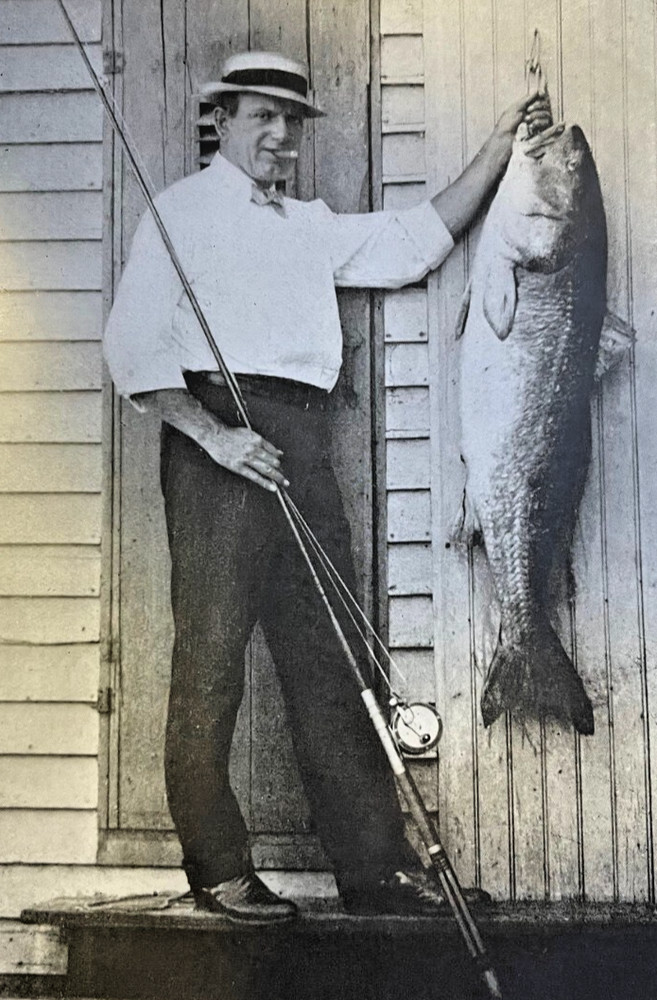 1910 Vintage Magazine Illustration Actor Joe Cawthorne Holding a Fish