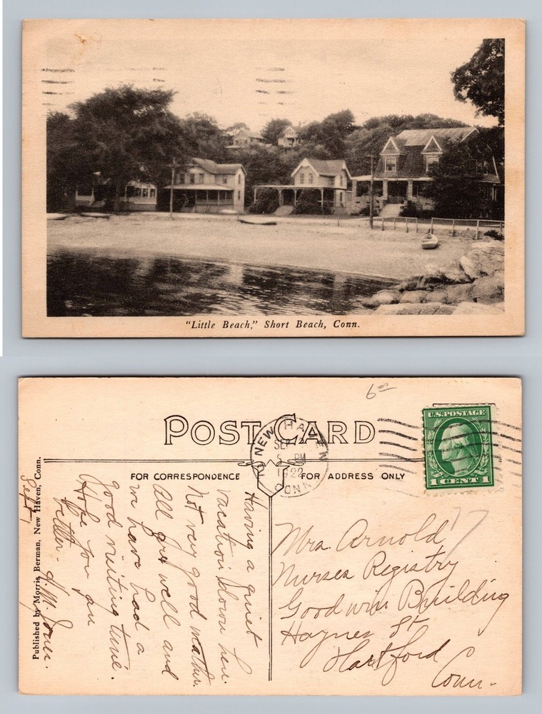 Short Beach, CT-Connecticut, Little Beach Cottage View c1922 Vintage Postcard