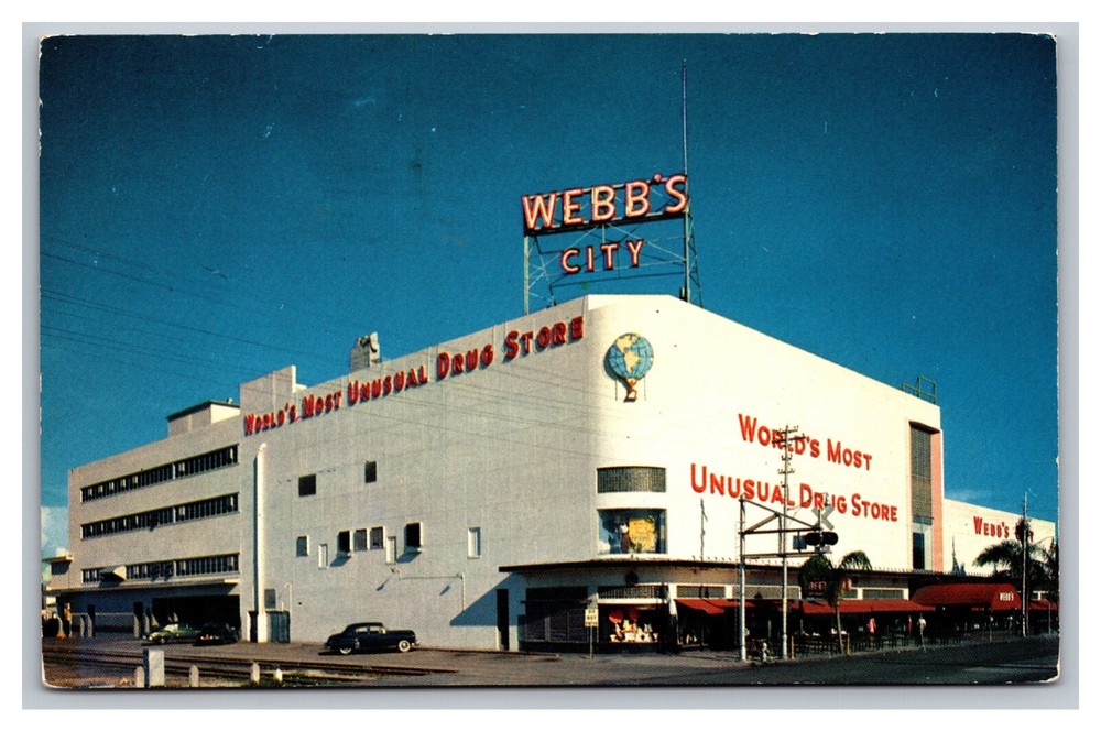 St Petersburg FL Webb's City Inc Unusual Drug Store Chrome Postcard Posted 1964