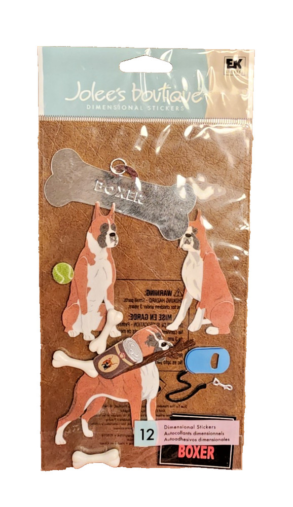 RETIRED HTF Vintage Jolee's Boutique Boxer Dog Sticker Pack