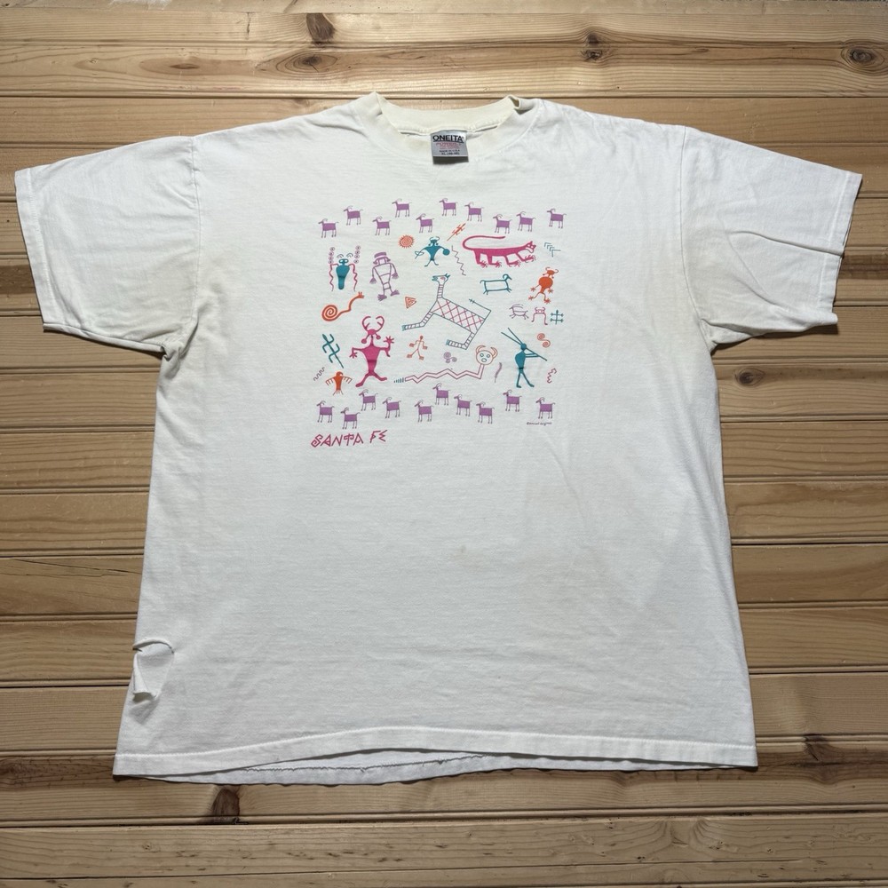 Vintage 90s Santa Fe New Mexico Native Western Petroglyph Shirt Size XL