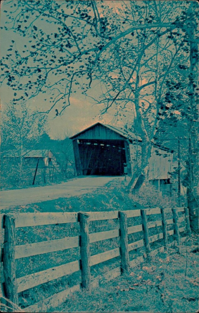 Adams County Ohio Covered Bridge Harshaville Postcard Hivnor Card Co Unposted