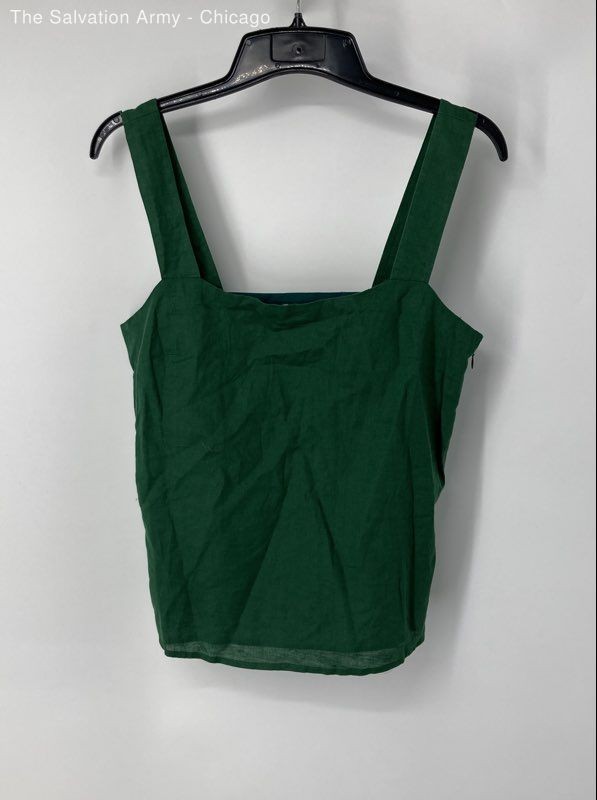 J. Crew Womens Green Cotton Blend Sleeveless Square Neck Tank Top Size Medium