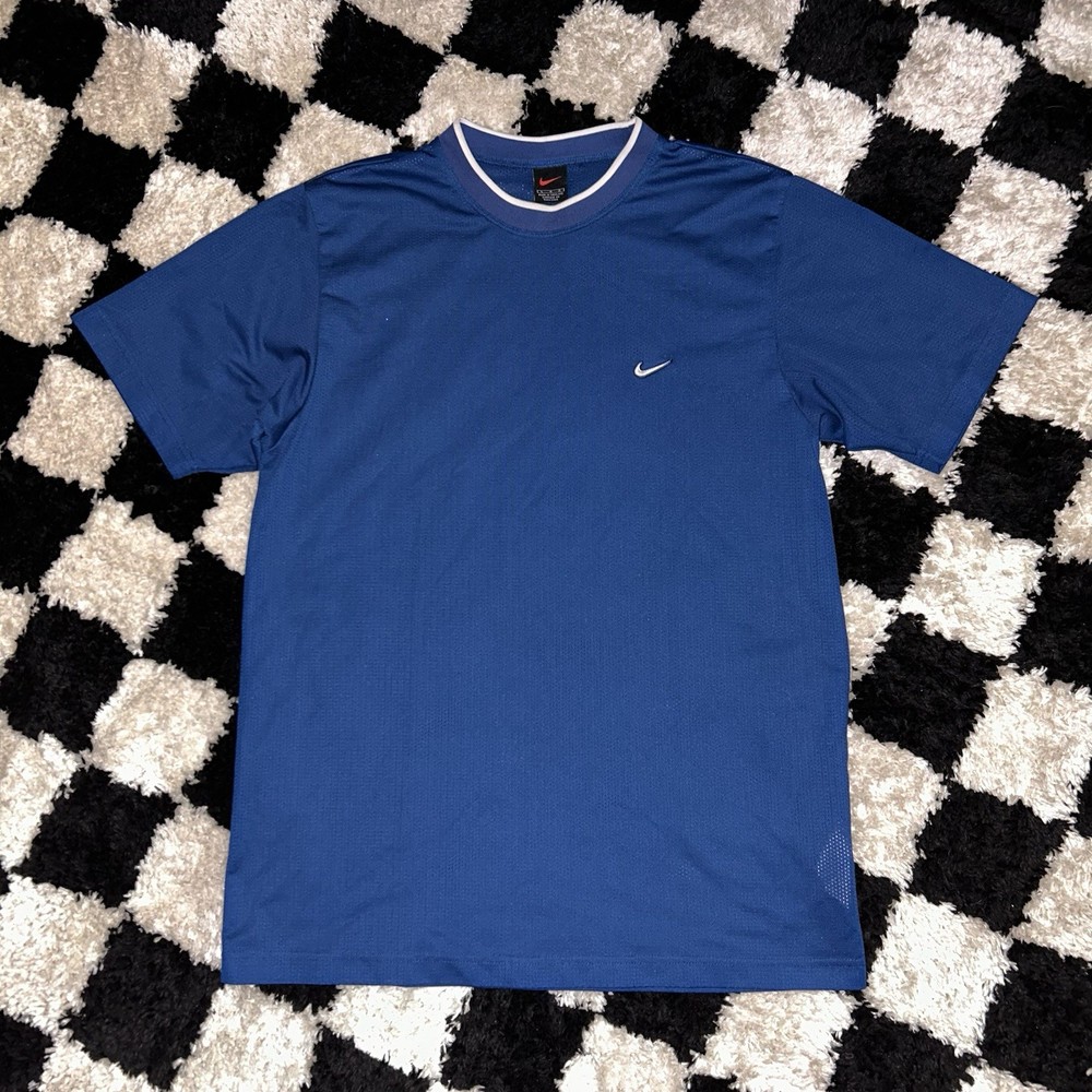 Vintage 90s Nike Royal Blue Mesh Jersey Men’s Size Large Shirt Swoosh Tag Retro