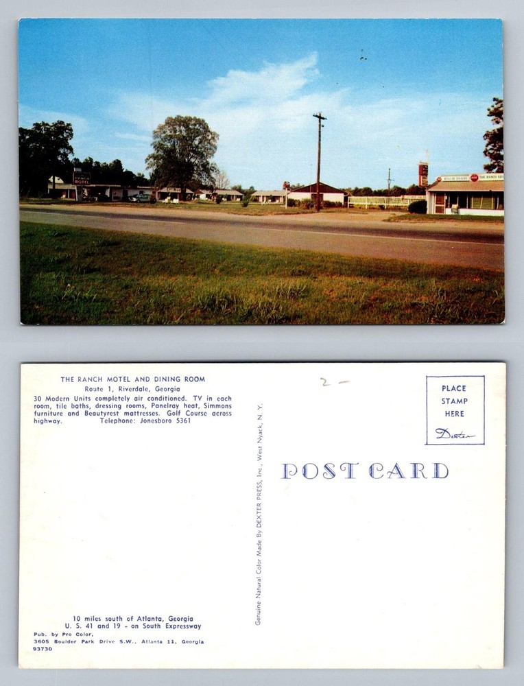 Riverdale, GA-Georgia, Ranch Motel Hwy 41 Auto Units PC Vintage Postcard