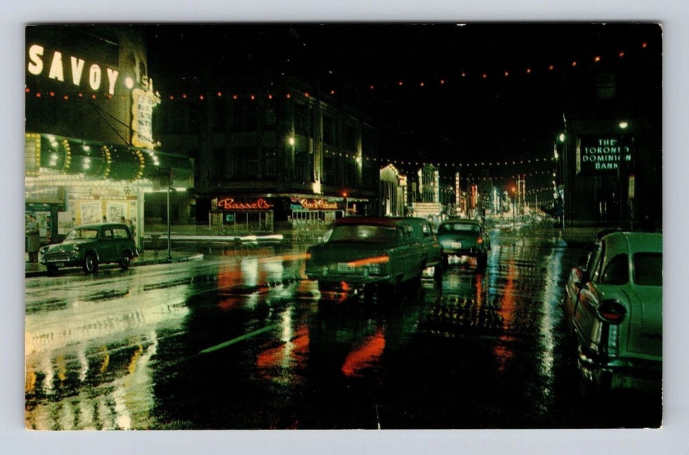 Toronto Ontario-Canada, Night View Yonge Street Looking South, Vintage Postcard