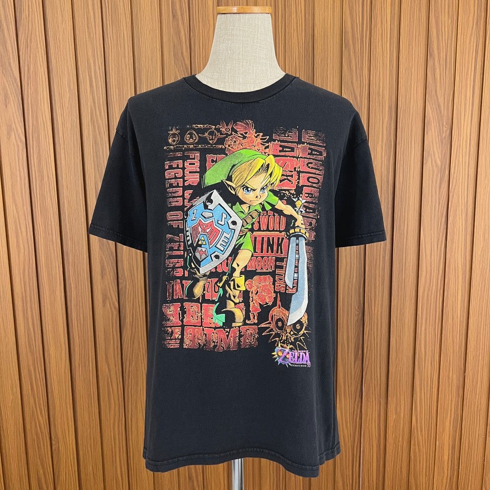 Zelda Majora's Mask 3D Link Faded Graphic Game T-Shirt Black Size L