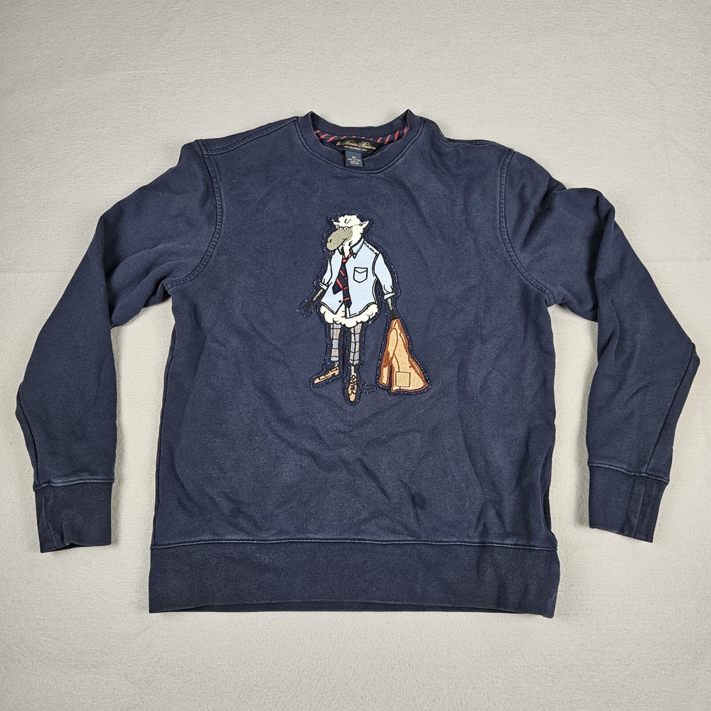 Brooks Brothers Henry The Sheep Pullover Men XS Blue Long Sleeve Big Logo Cotton