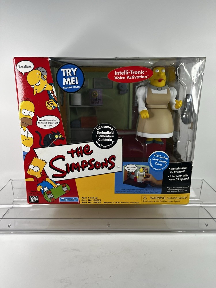 Playmates The Simpsons WOS Interactive Cafeteria Playset Lunchlady Doris NIB