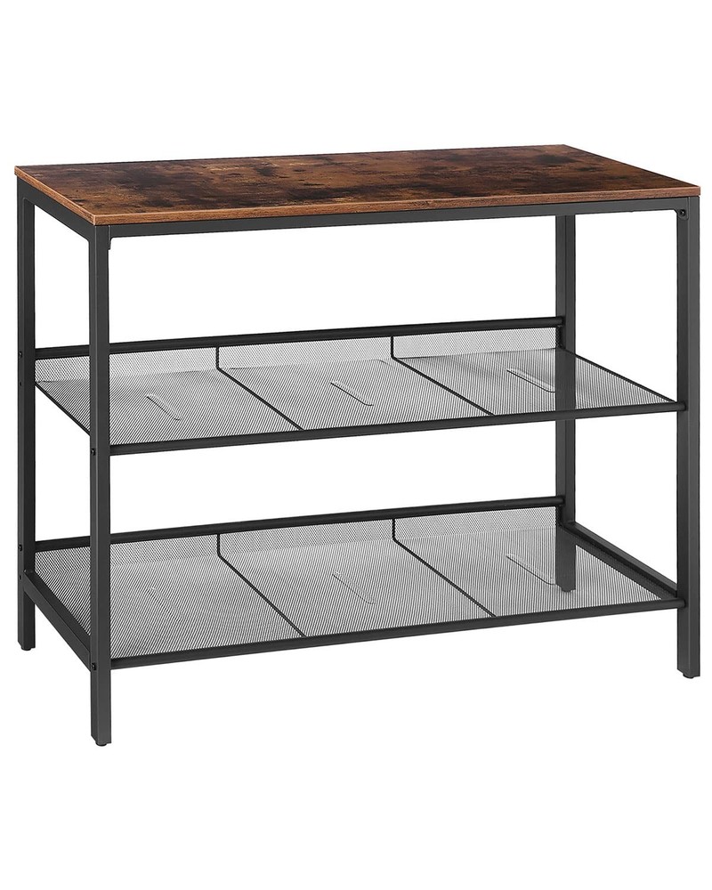 Adjustable Mesh Shelf Console Sofa Table with 2 Shelves for Hallway or Living Room