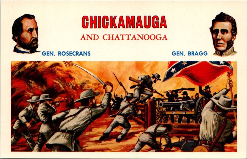 Civil War Chickamauga Chattanooga Generals Rosecrans Bragg Postcard 1960s