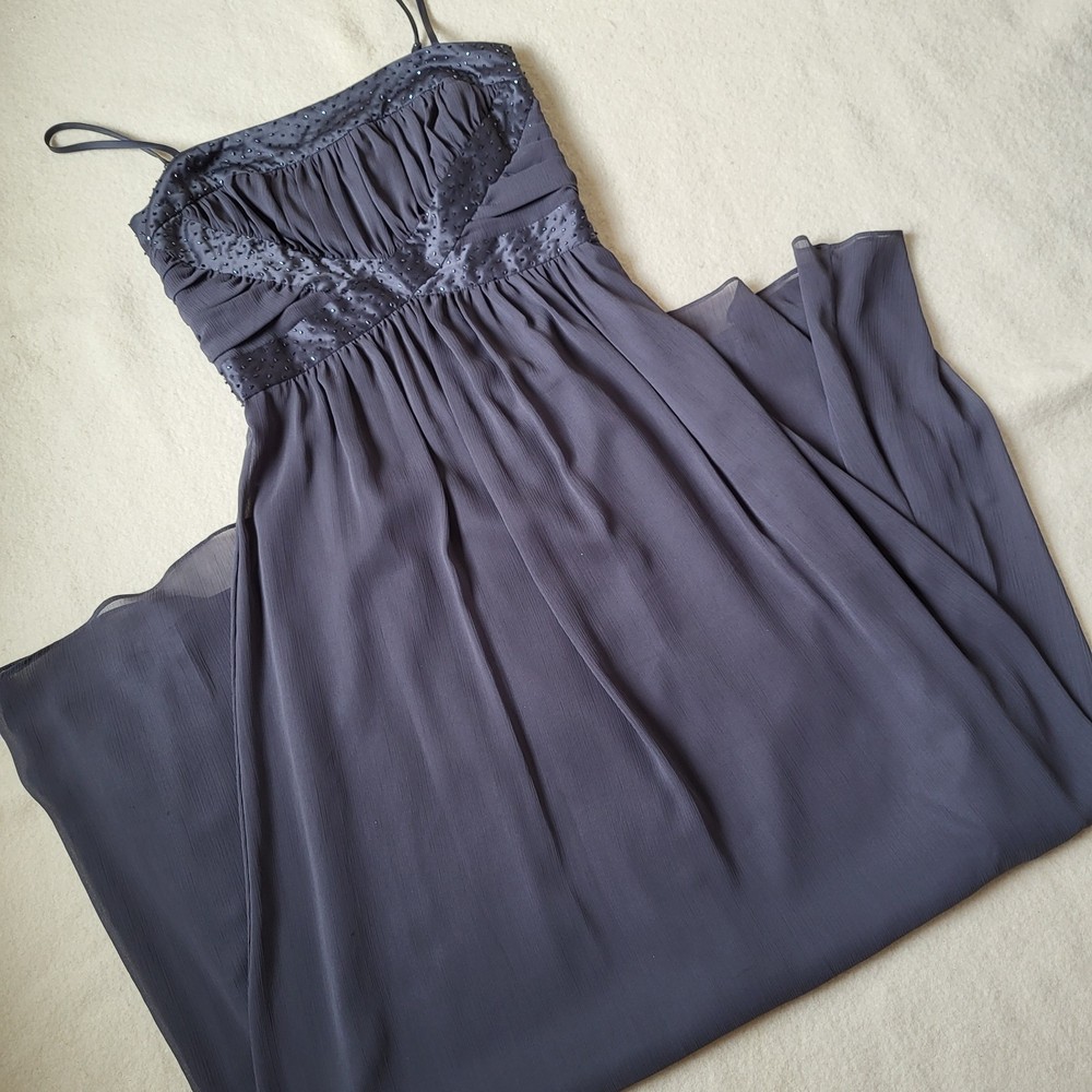Long Gray Maxi Dress Women's Size 4 Goddess Gown Bridesmaid