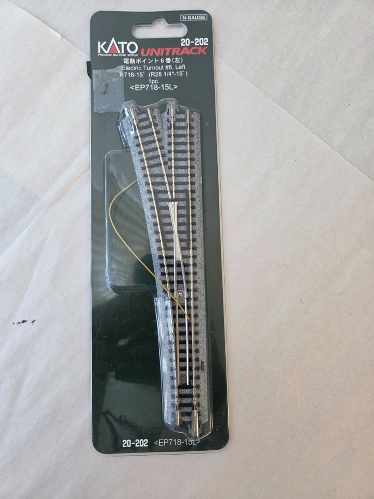 Kato #20-202 N Scale Electric Turnout #6 Left (R28-1/4