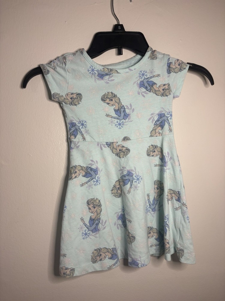 Disney Frozen Elsa Fit & Flare Light Blue Short Sleeve Girls Dress Size 5T