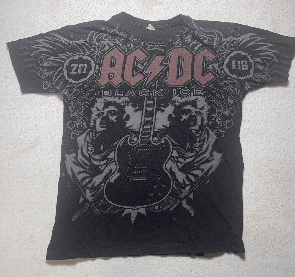 Vintage AC DC Black Ice World Tour Graphic T-Shirt Men’s Size Small