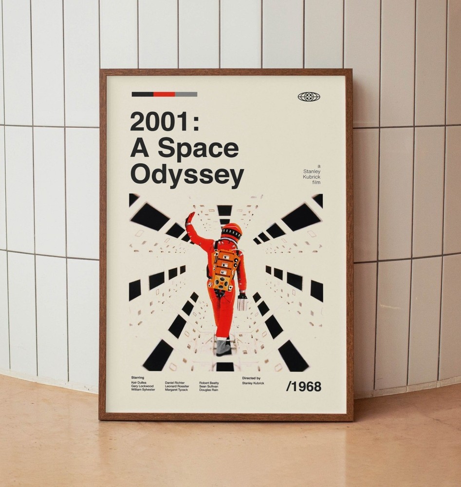 Vintage Sci-Fi Inspired Poster Minimal Space Odyssey Wall Art