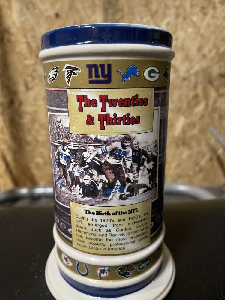NFL Team Beer Stein Collectible Glass Mug for Football Fans