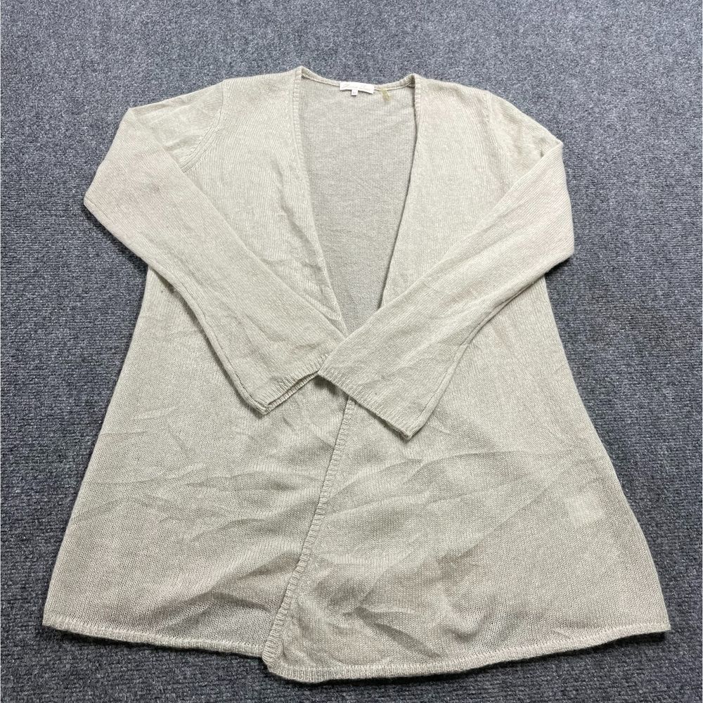 Minnie Rose Women's Beige Open Front Cashmere Cardigan Sweater Size XS