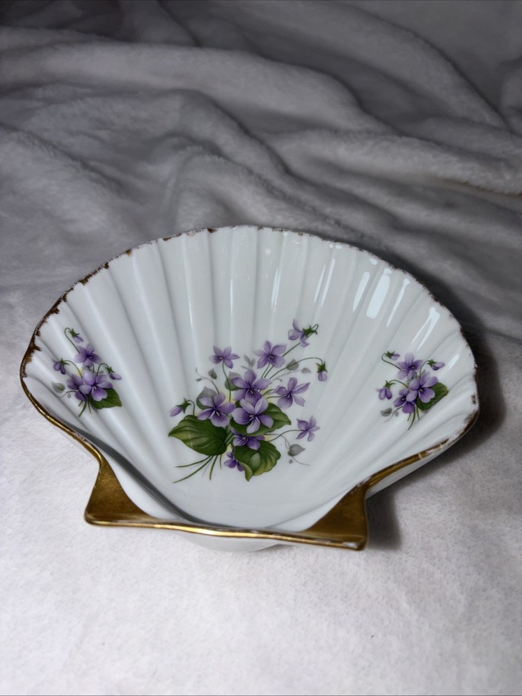 Vintage Limoges France Porcelain Clam Shell Trinket/Soap/ Dish Retro Victorian