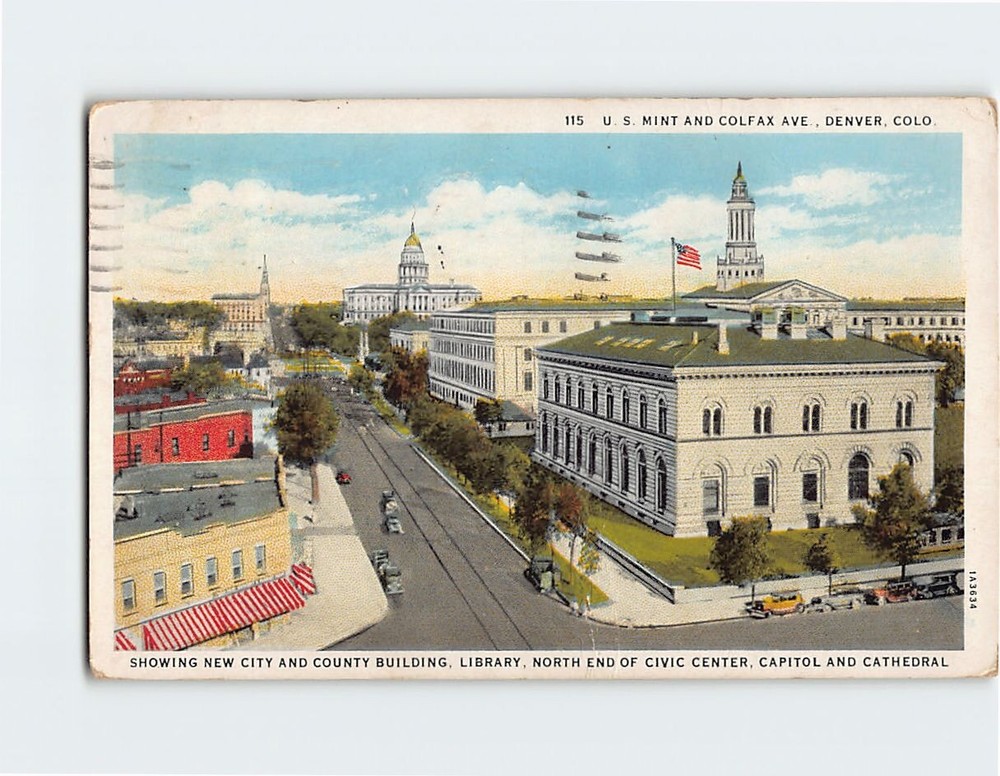 Postcard US Mint and Colfax Avenue Denver Colorado