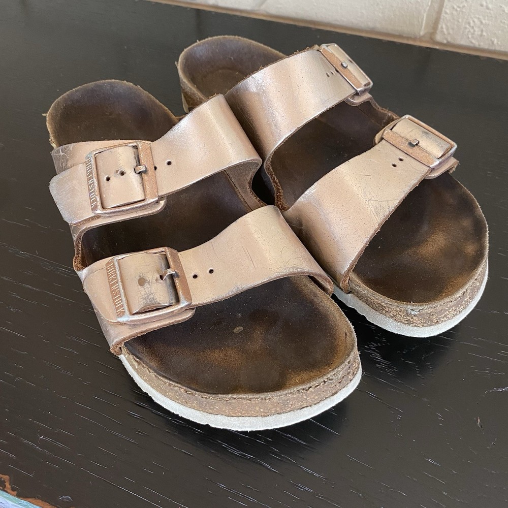 BIRKENSTOCK Arizona Sandals Rose Gold Copper Leather Women’s US 8 EU 39 Comfort