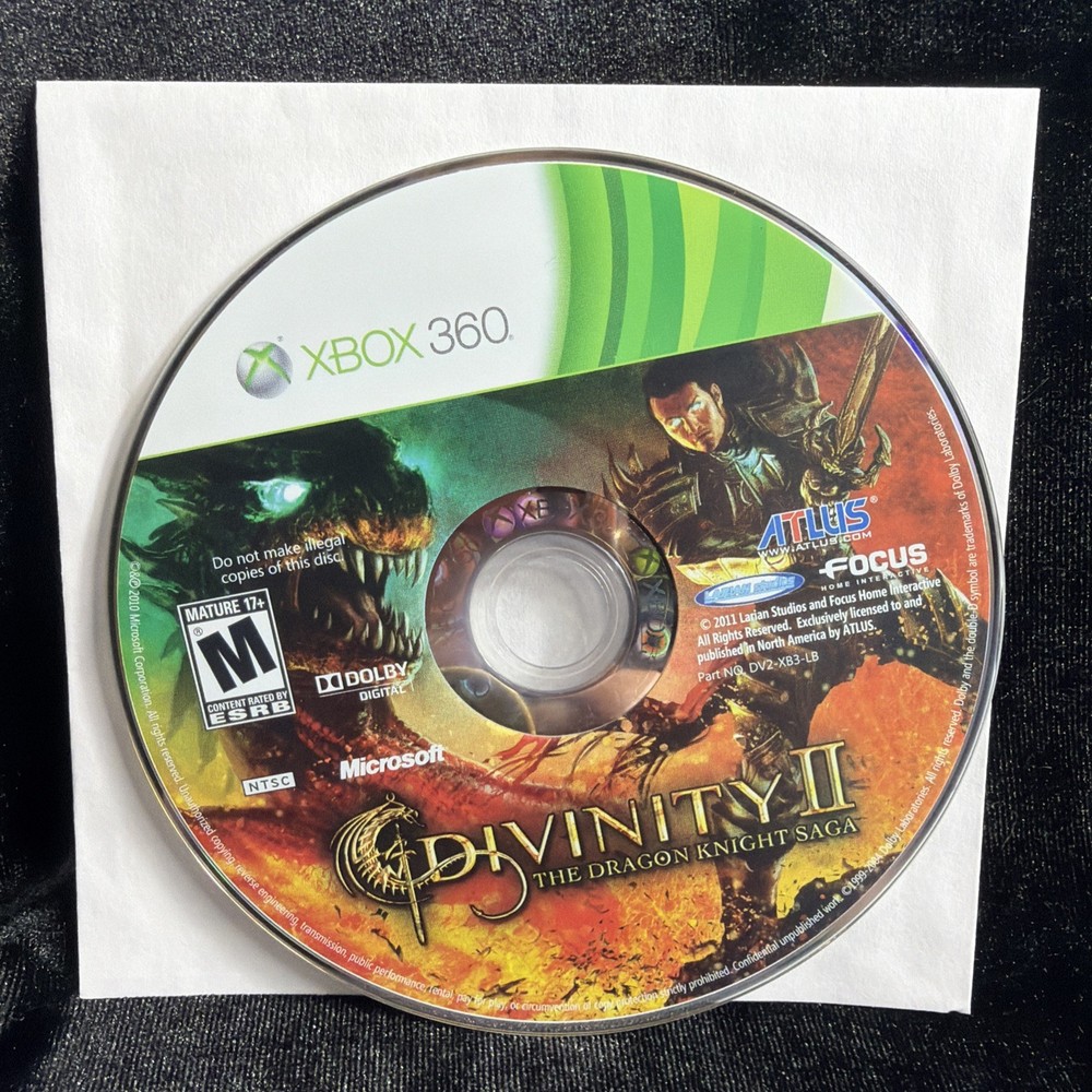 Divinity II: The Dragon Knight Saga (Microsoft Xbox 360, 2011) Disc Only