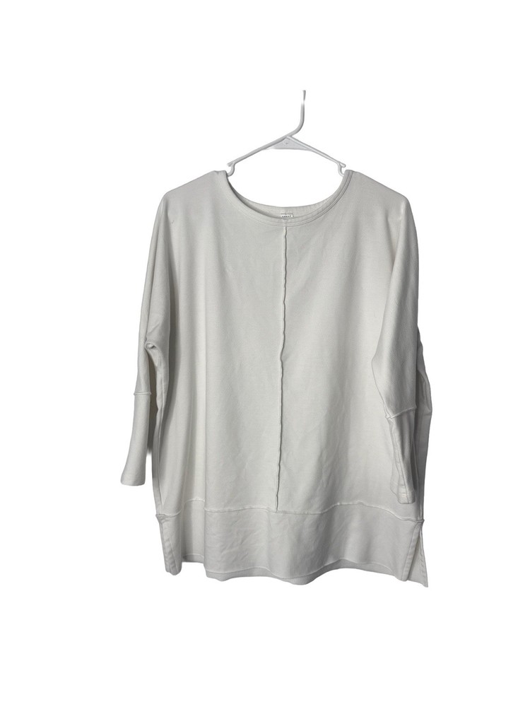 SPANX Women's Perfect Length Dolman 3/4 Sleeve Pullover Sweatshirt Ivory Small