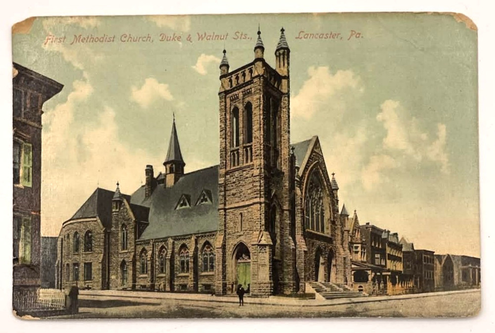 Postcard First Methodist Church Duke & Walnut Sts Lancaster Pa