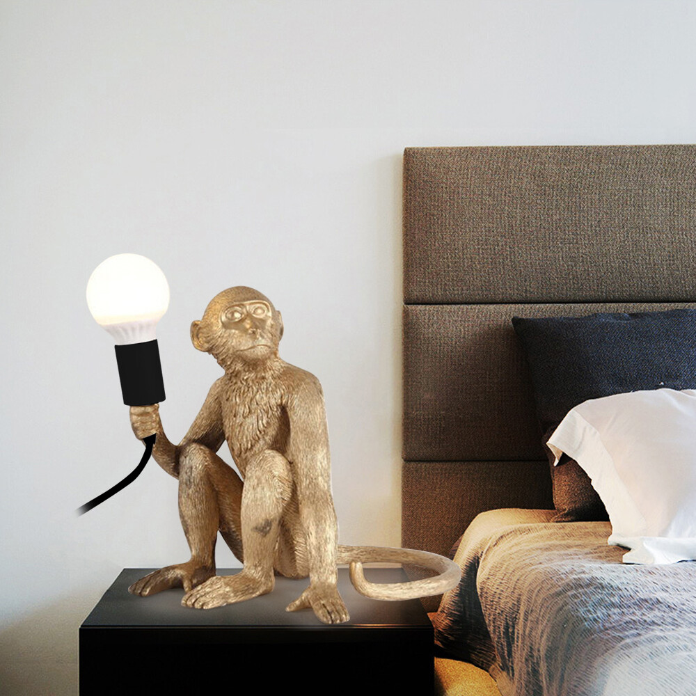 Modern Resin Monkey Table Lamp for Desk Decor with E26 Bulb