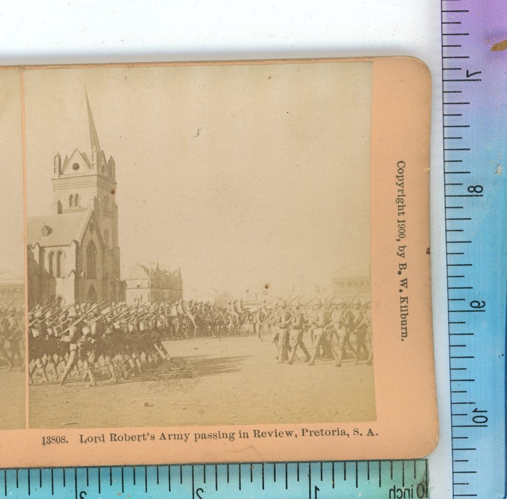 Lord Robert's Army Passing Review Pretoria Africa B.W. Kilburn Stereoview