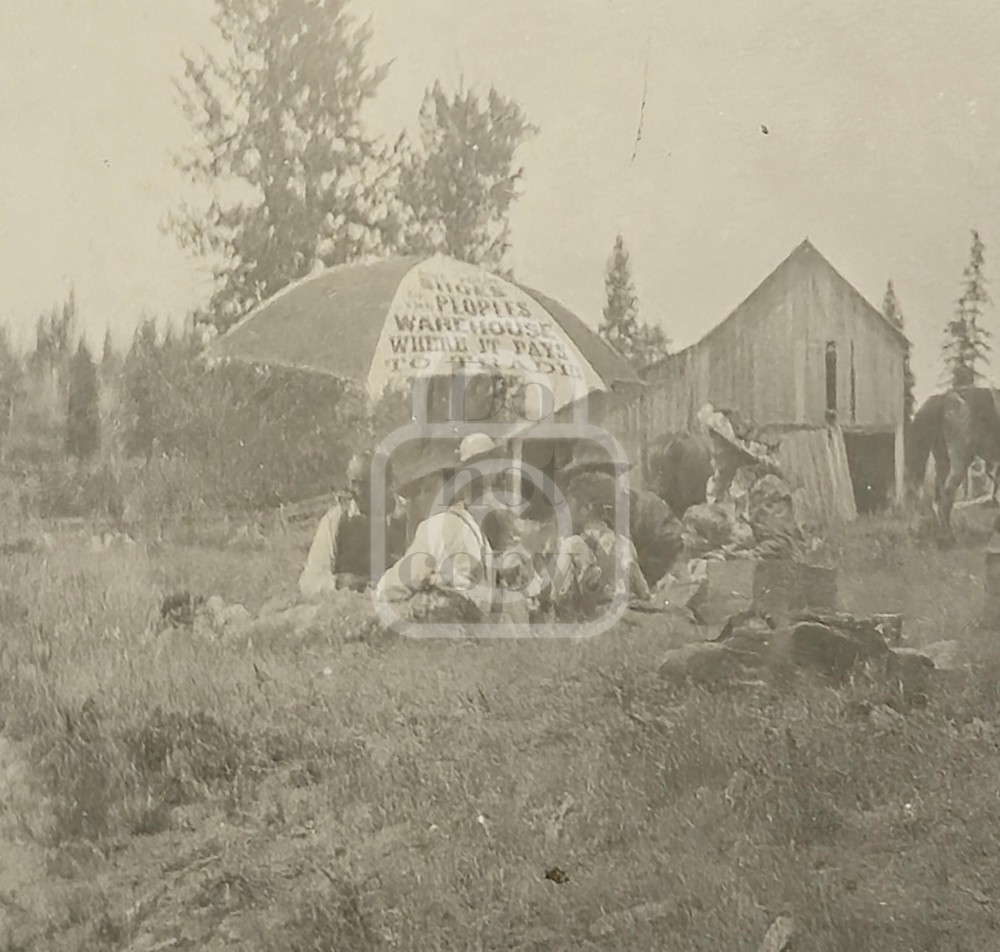 Incredible RPPC Advertising People's Wharehouse Umbrella . C 1910's Picnic
