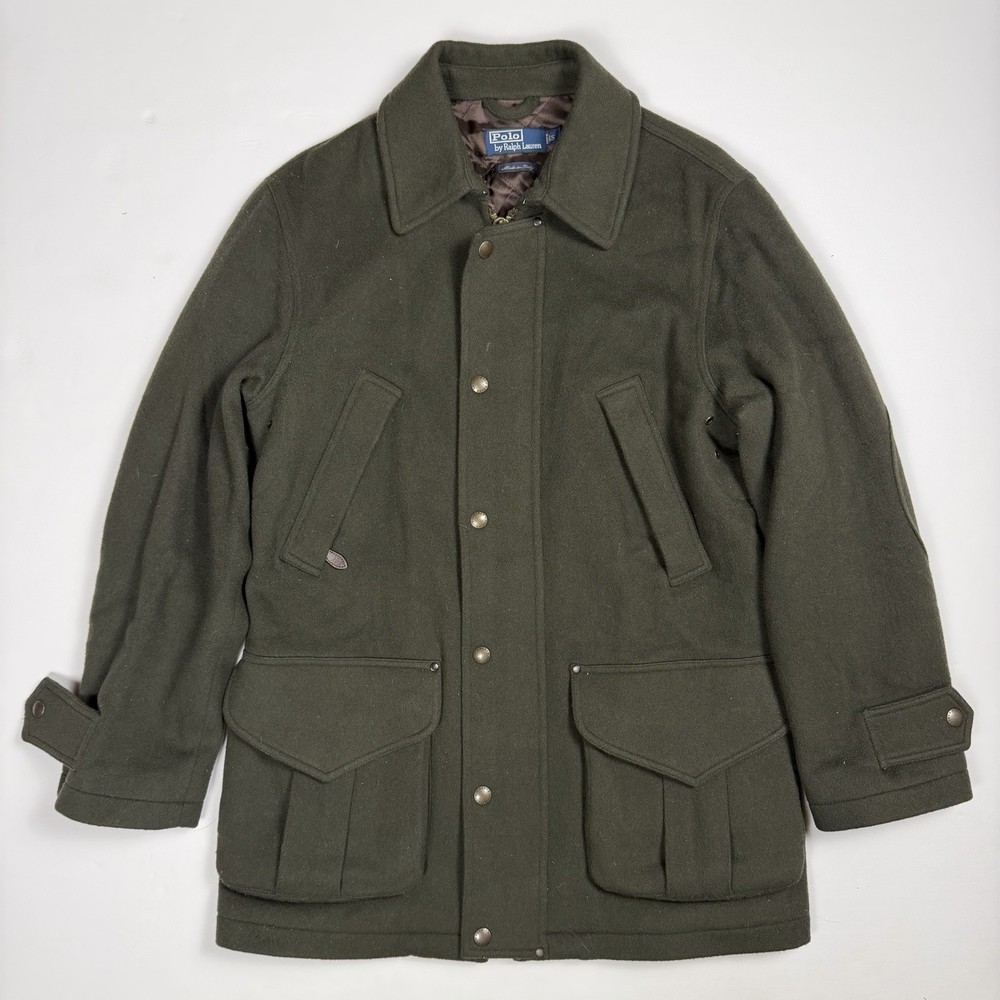 Polo Ralph Lauren Forest Green Wool Plaid Hunting Jacket Made In Italy Small
