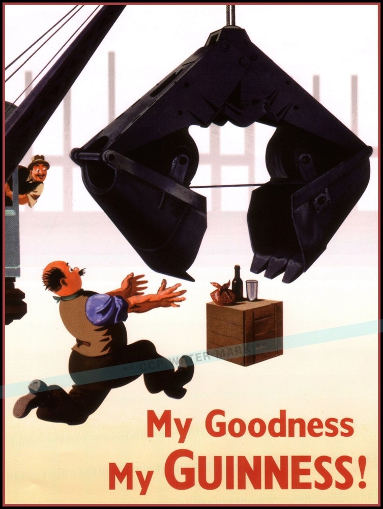 Vintage Guinness Beer Ad Retro Crane Poster Print  