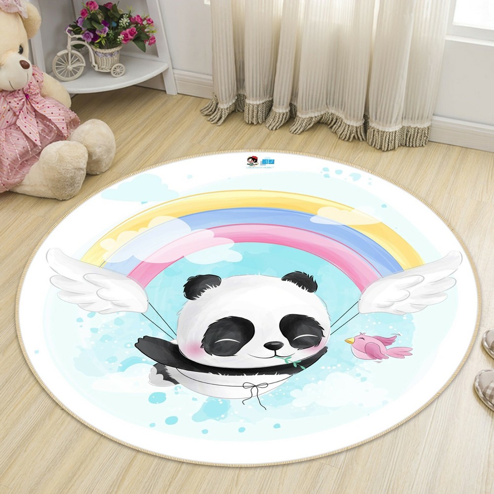3D Rainbow Panda Flying NAO4743 Game Rug Mat Elegant Photo Carpet Mat Fay