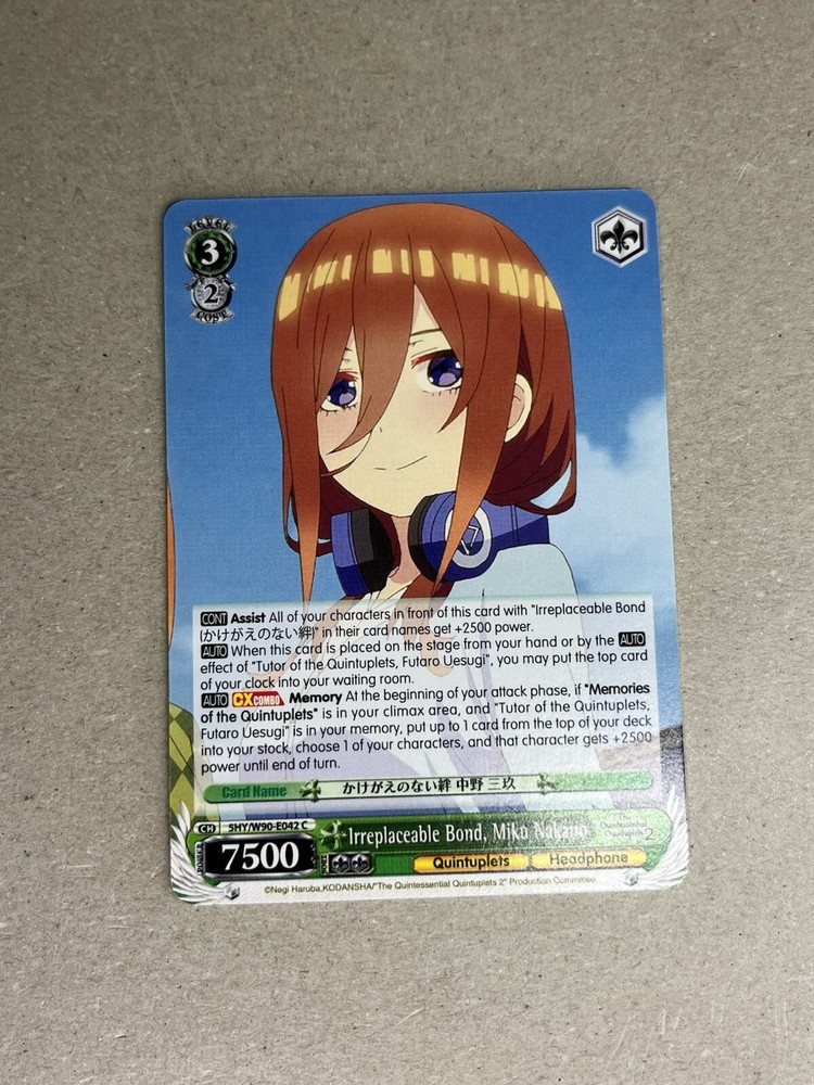Weiss Schwarz The Quintessential Quintuplets 2 5HY/W90-E042 C Miku Nakano
