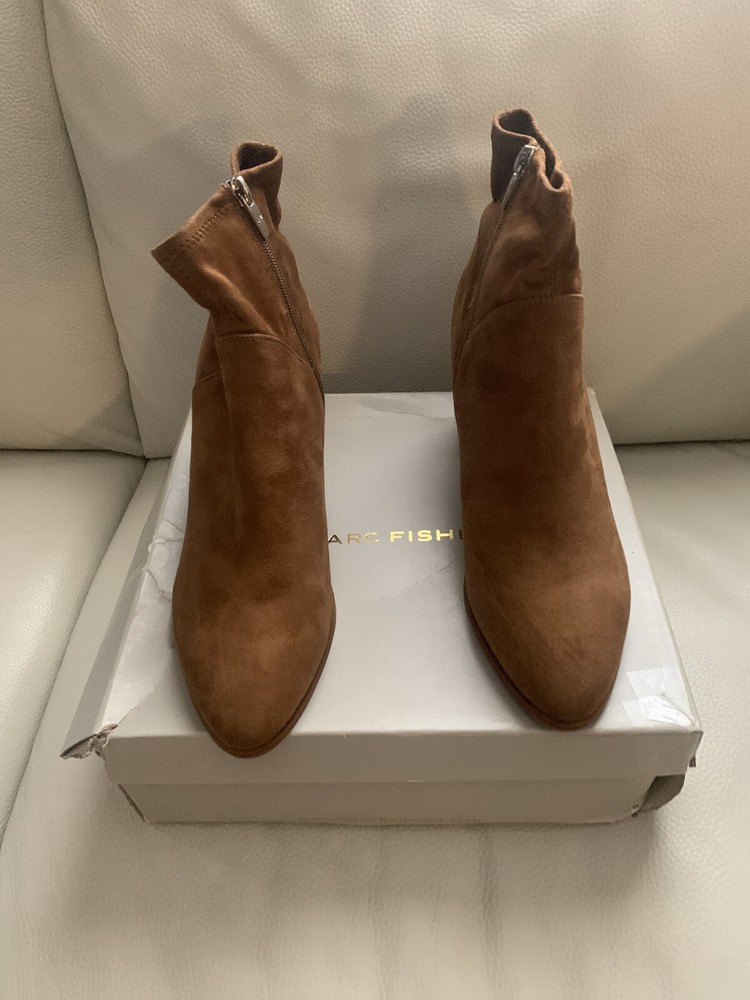 Marc Fisher Womens Brand New Dyvine Tan Faux Suede Ankle Boots Shoes US SIZE 10M