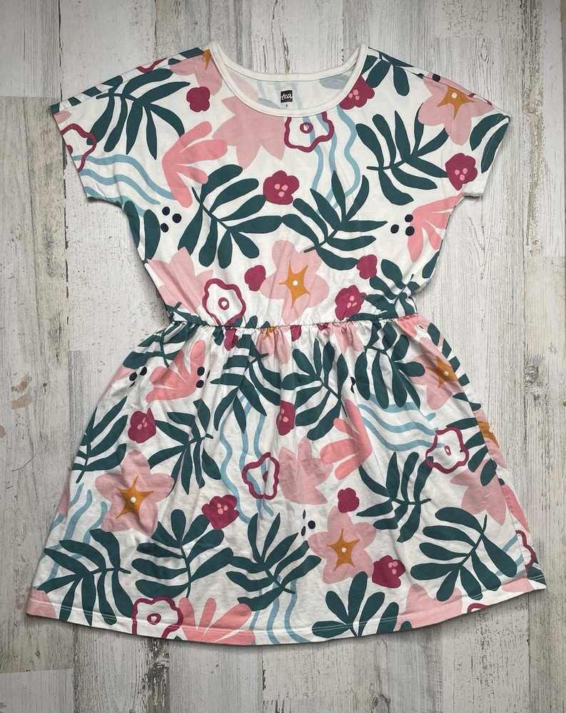 Tea Collection Floral Casual Dress Cotton Multicolor Girl’s Size: 8 EUC!!