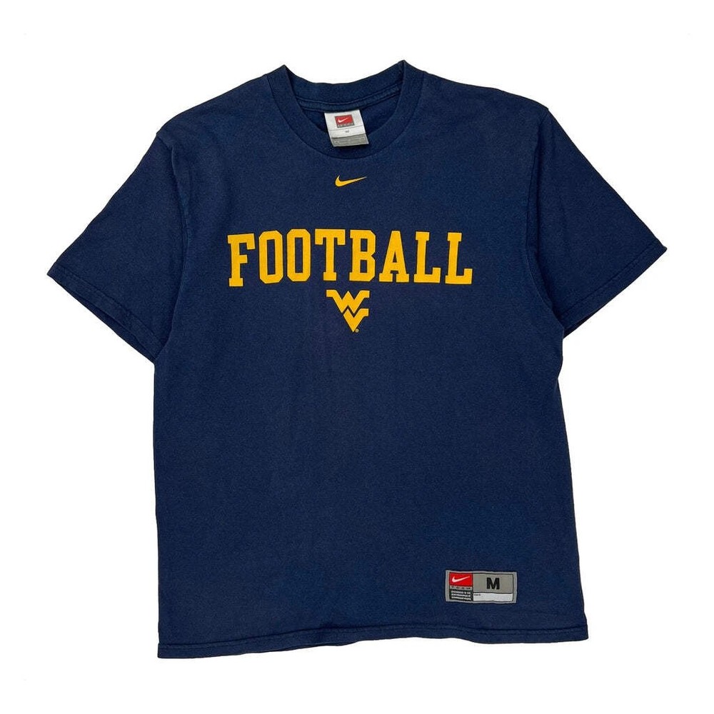 West Virginia University Nike Football T-Shirt - Medium Blue Cotton