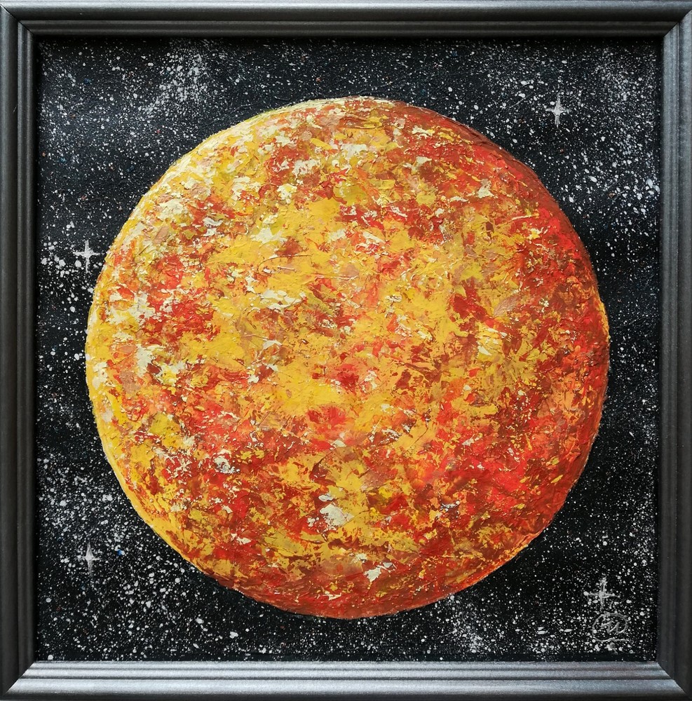 Original Acrylic Painting Planet #3  -Abstract Painting Framed -Universe Artwork