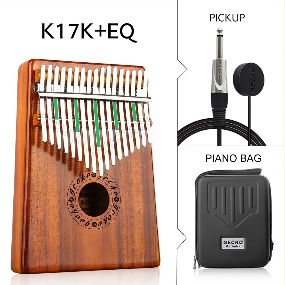 100% New protective case, tuning hammers Kalimba 17-key thumb piano with EVA