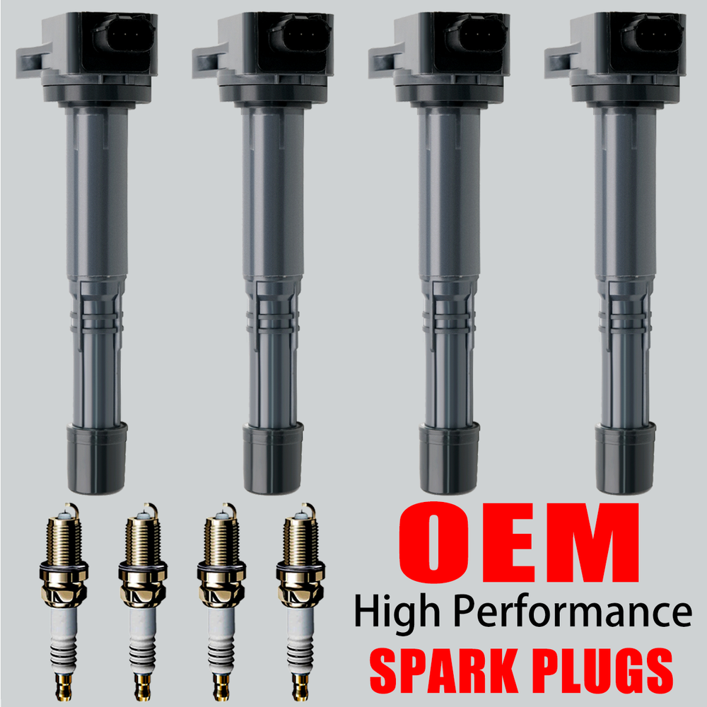 Honda Accord Civic CR-V 2.4L UF602 4X OEM Ignition Coil & Iridium Spark Plug Set