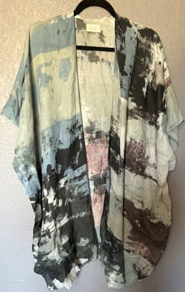 Riah Fashion Women's Multicolor Abstract Open Front Kimono Cardigan Top