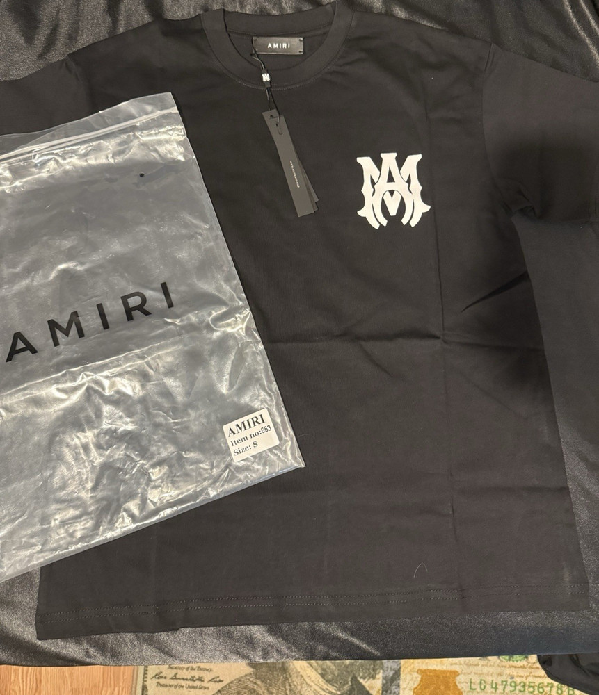 AMIRI Men's Black Graphic Print Logo Crew Neck Short Sleeve T-Shirt Size S